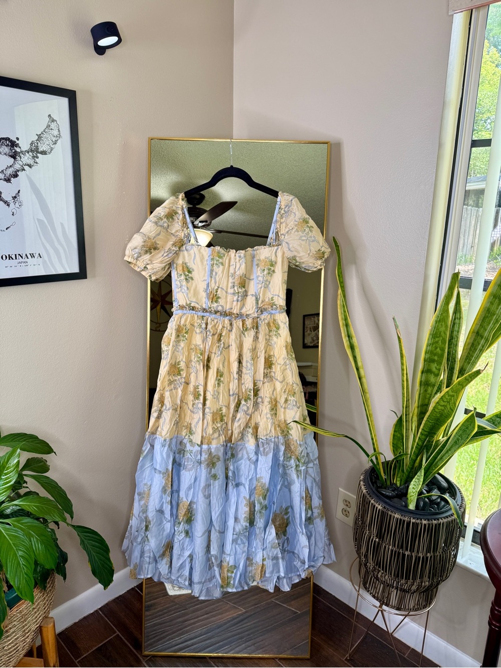 House of CB 'Penelope' lemon vintage rose chiffon midi dress NWOT - Picture 7 of 9